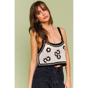 LE LIS EMBROIDERY CROCHET CAMI TOP